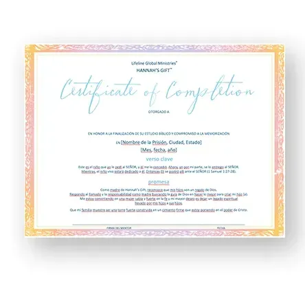 A printable Certificate of Completion template with a decorative orange and pink border and space for user-filled details.