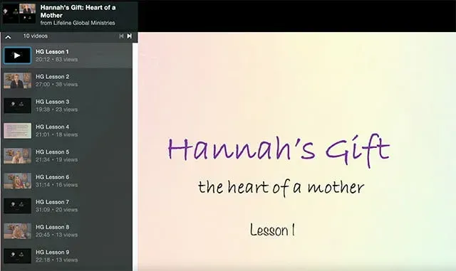 Video playlist overlaying a slide titled 