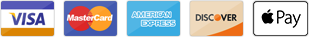 A row of credit card logos including visa mastercard and apple pay