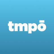 White “tmpō” logo on a blue gradient background.
