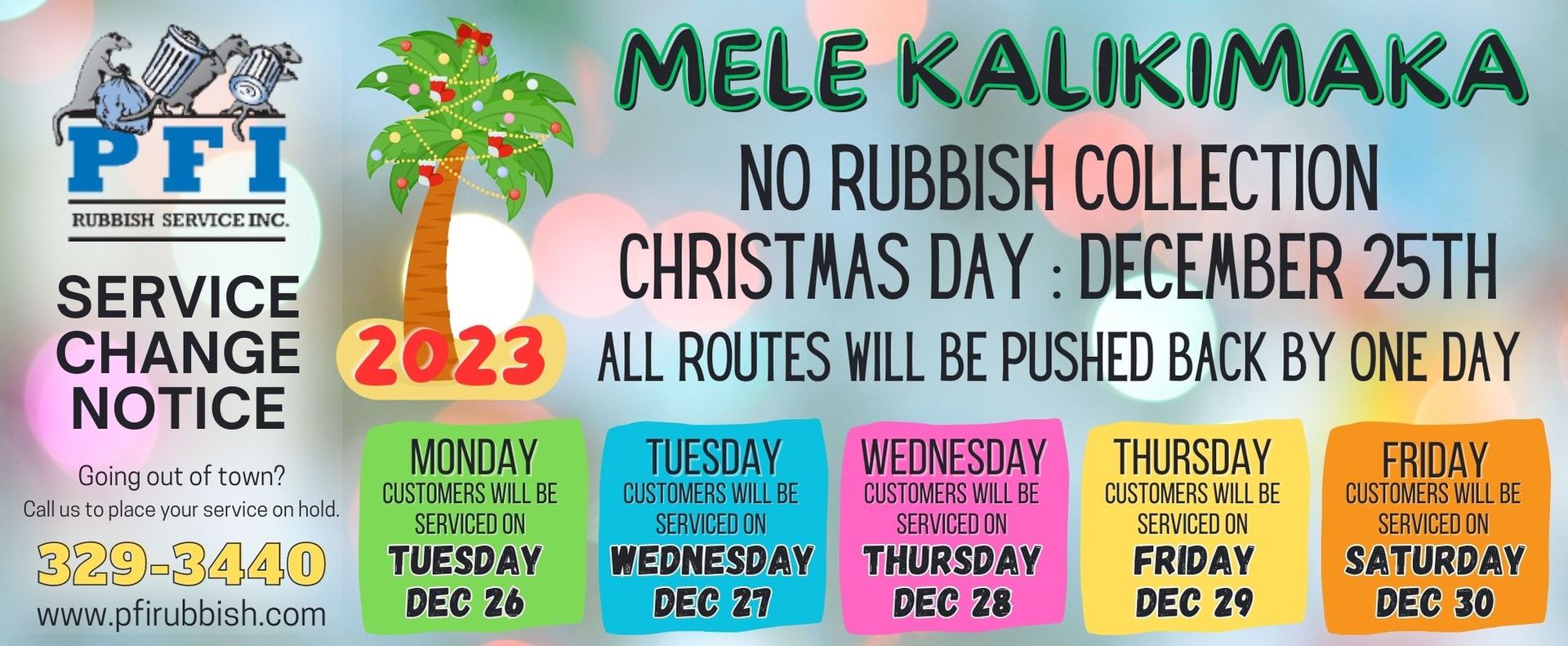 PFI Rubbish Service Inc. Garbage Kailua Kona, HI