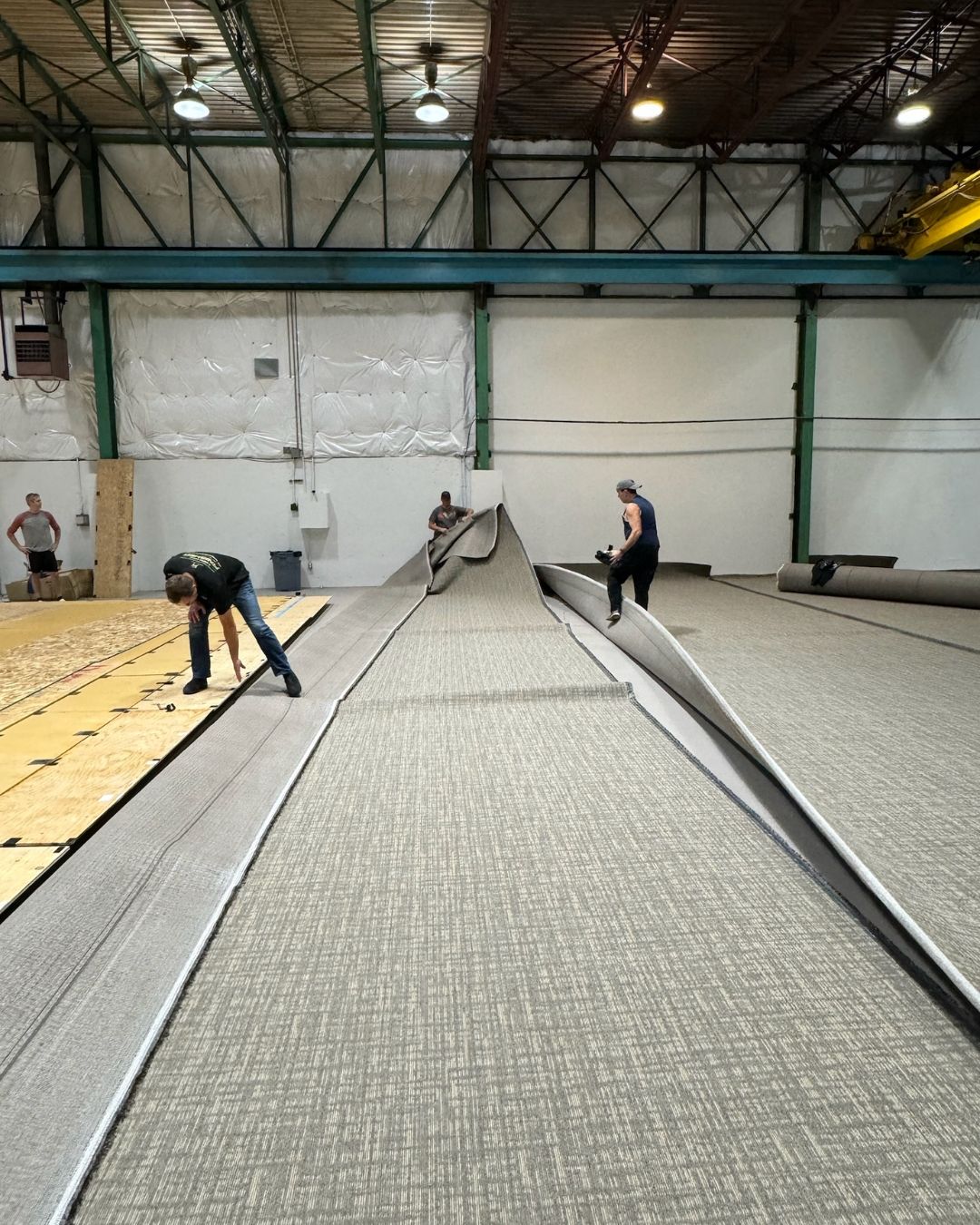 New gym floor being installed during renovation
