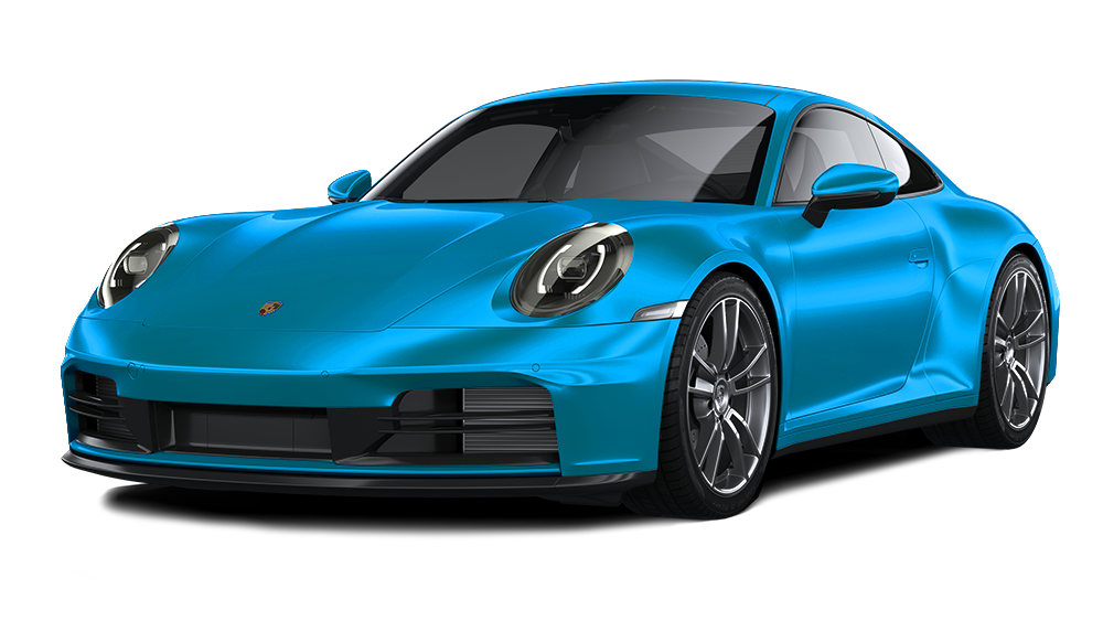 Blue Porsche 911 sports car on a white background.