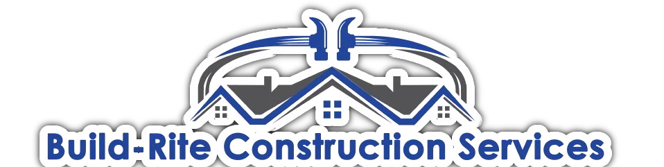 Build-Rite Construction Services logo with blue house roof and tools over text
