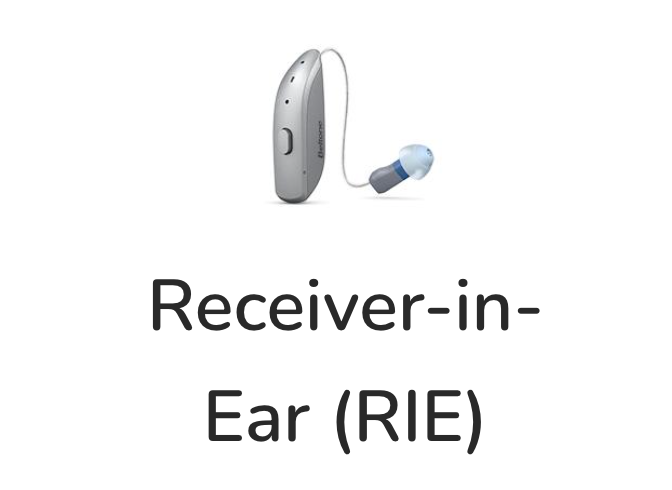 A picture of a hearing aid with the words receiver-in ear ( rie ) below it.