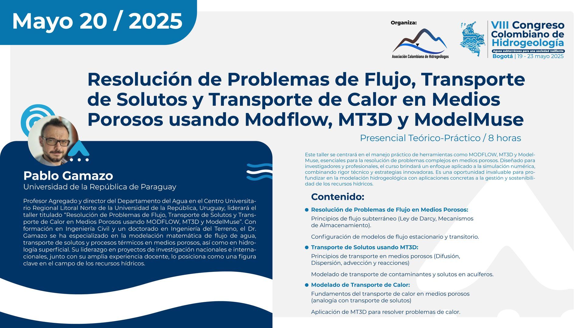 Un póster para una conferencia el 20 de mayo de 2025