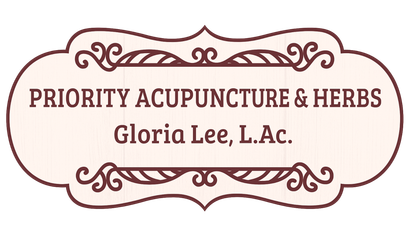 Logo for Priority Acupuncture & Herbs, brown with text, 