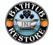 Bath Tub Restore Inc logo with a blue bathtub, orange oranges, and circular orange border