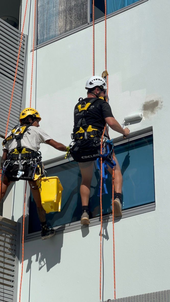 A Man is Working on the Roof of a Building — Dezigner Finishes Professional Painting & Decorating in Maroochydore, QLD