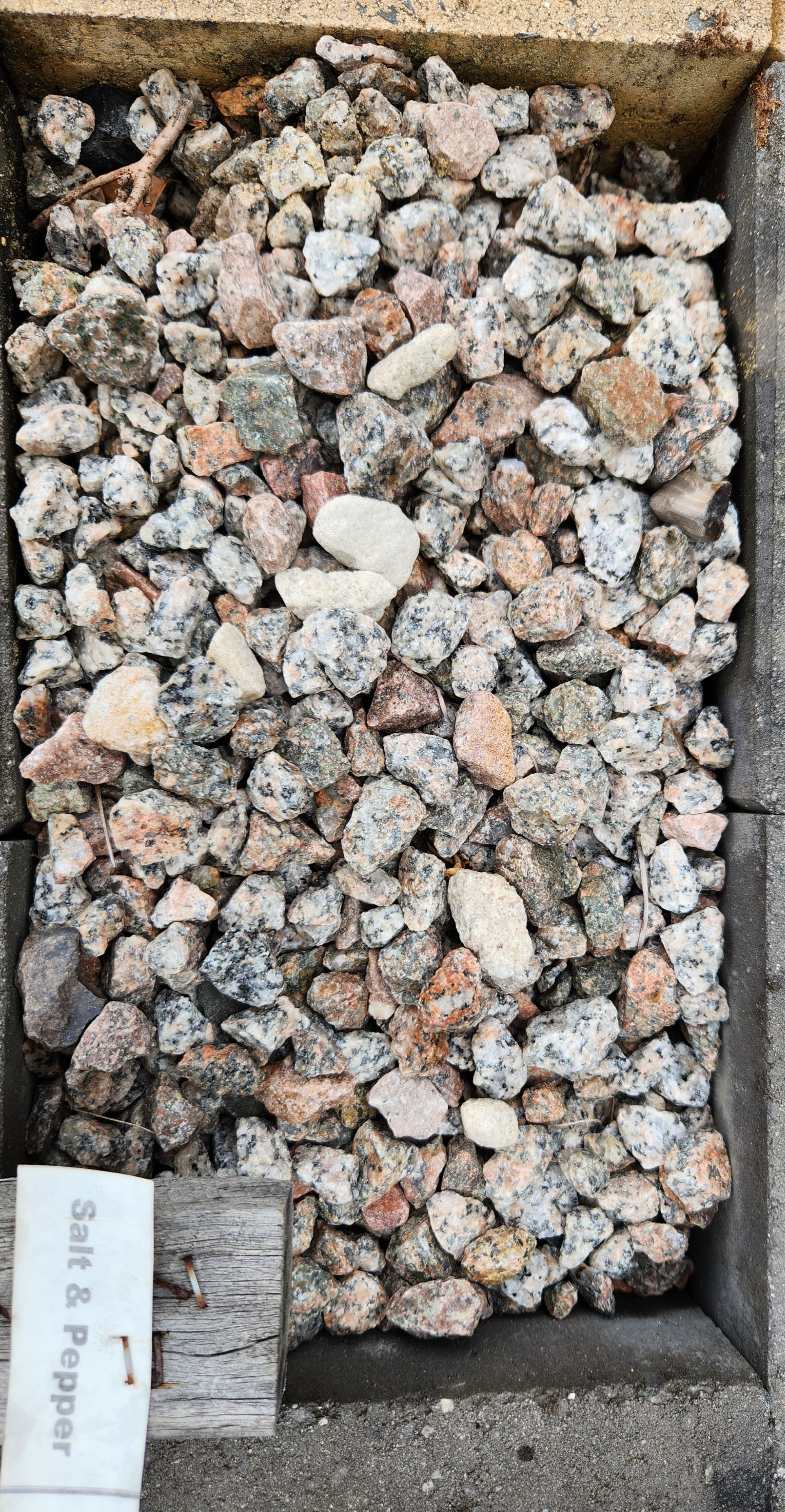 Salt & Pepper Gravel in a Rectangular Container — T&G Sand and Gravel In Sippy Downs, QLD