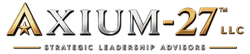 AXIUM-27 LLC logo with gold and black text and a pyramid icon on white background