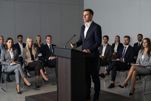 Executive presenter at a professional leadership conference