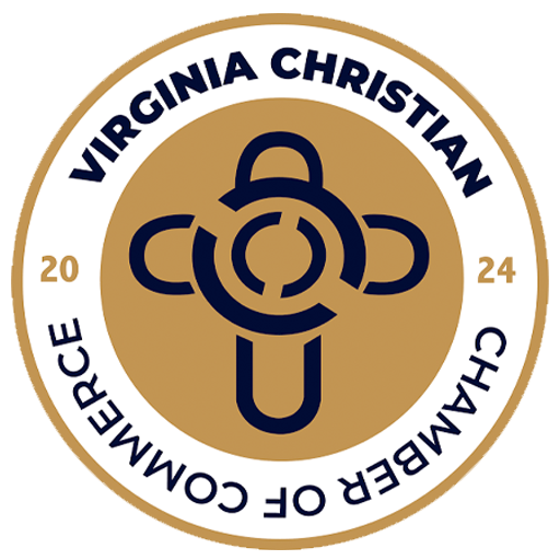 Virginia Christian Chamber of Commerce circular logo in navy and gold, with 2024 text around the edge