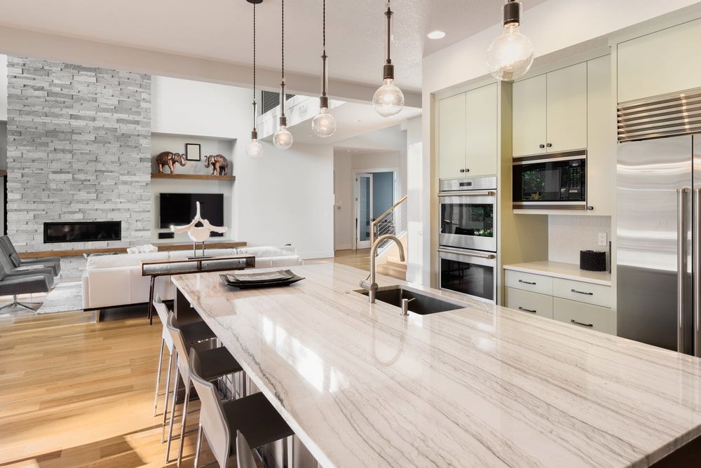 Modern Open-concept Kitchen With Lights — Brett Cox Electrical and Solar in Gumly Gumly, NSW