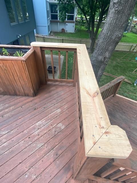 deck rail caps repaired  by home pros painting 