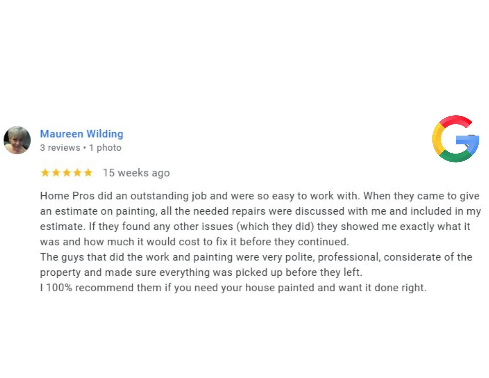 5 star google review