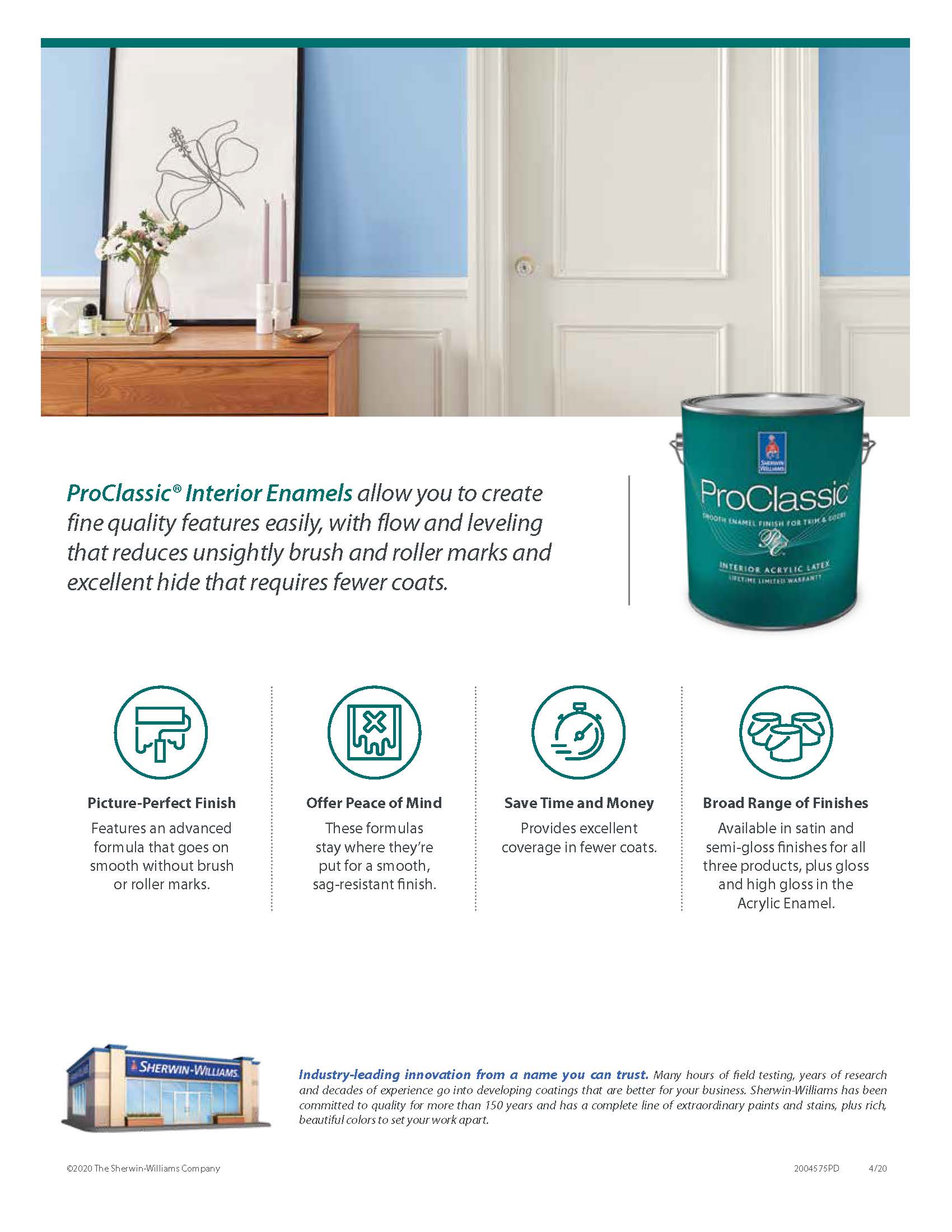 Sherwin Williams paint product sheet ProClassic hybrid