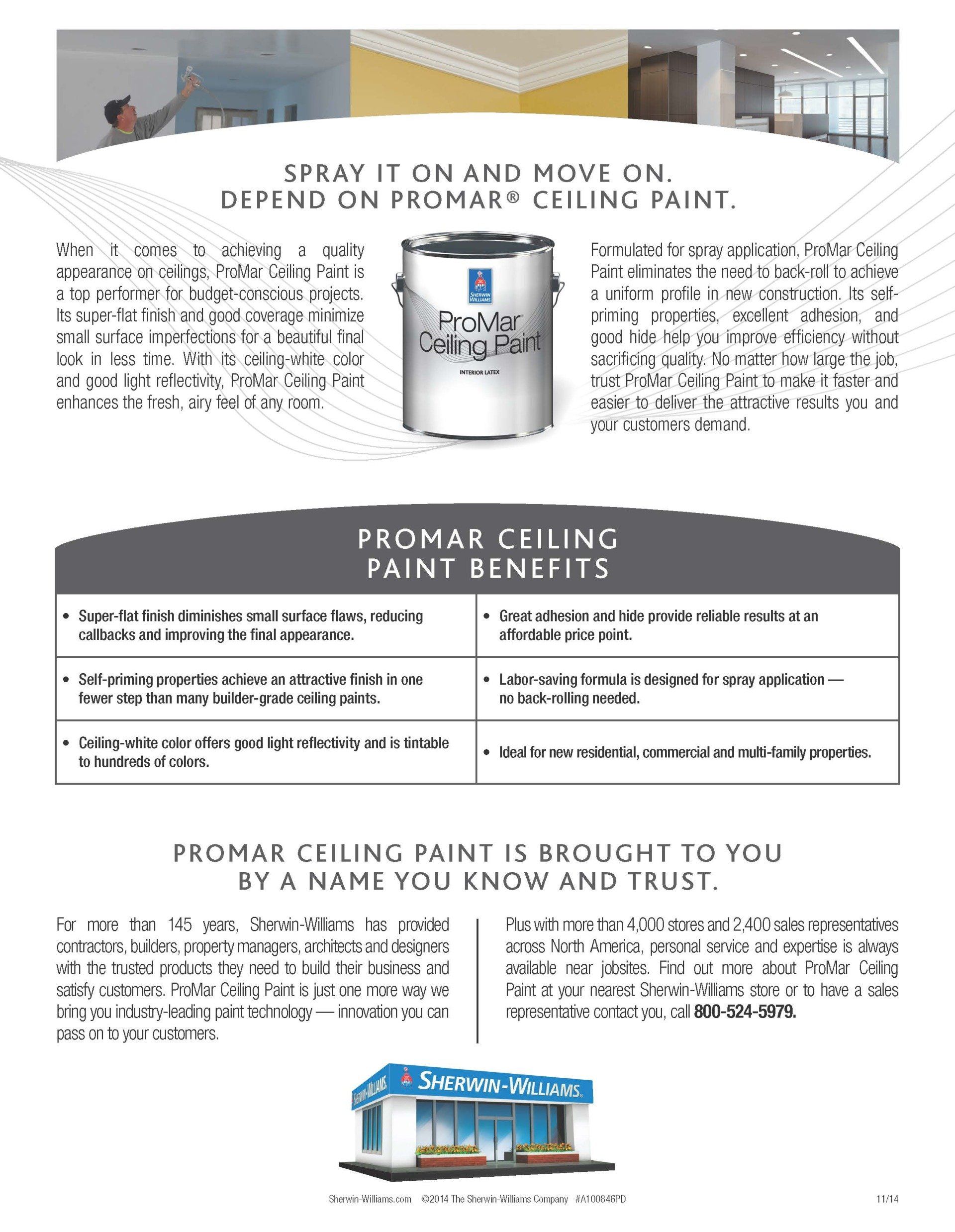 Sherwin Williams paint product sheet Promar Ceiling  paint