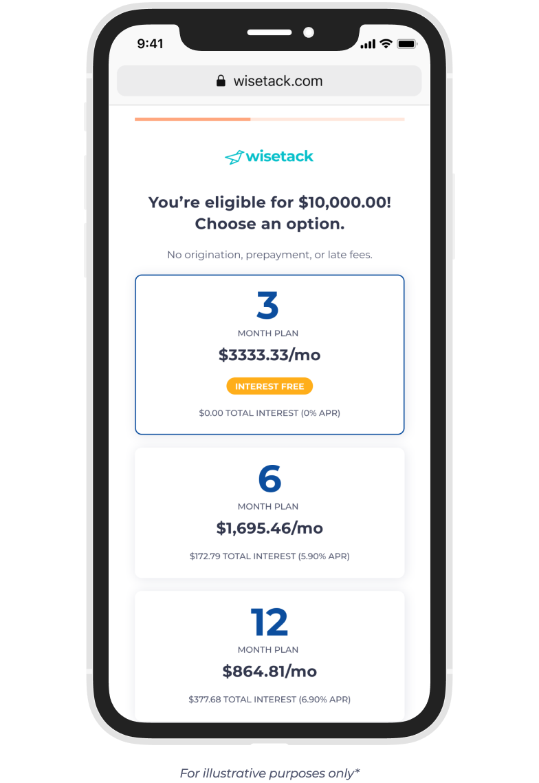 Wisetack financing options image