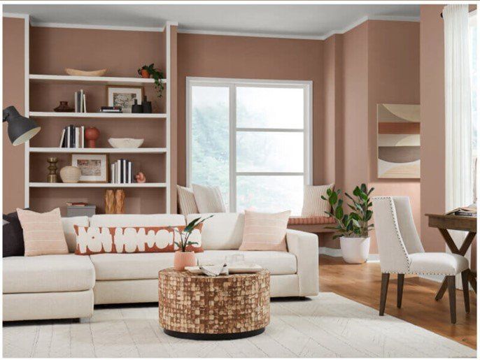 Living room home interior with modern, minimalist style