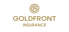Goldfront Insurance logo in gold with a circular “G” emblem on a white background