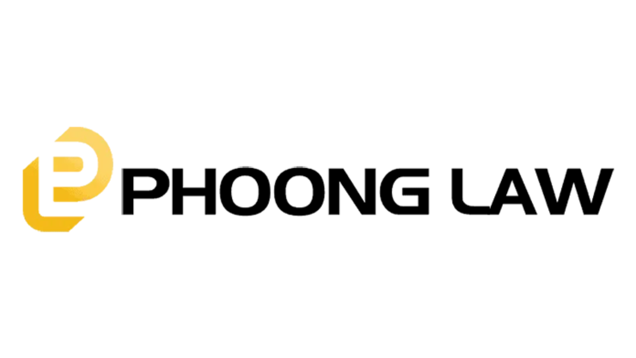PHOONG LAW logo with a gold stylized “P” and black text on a white background