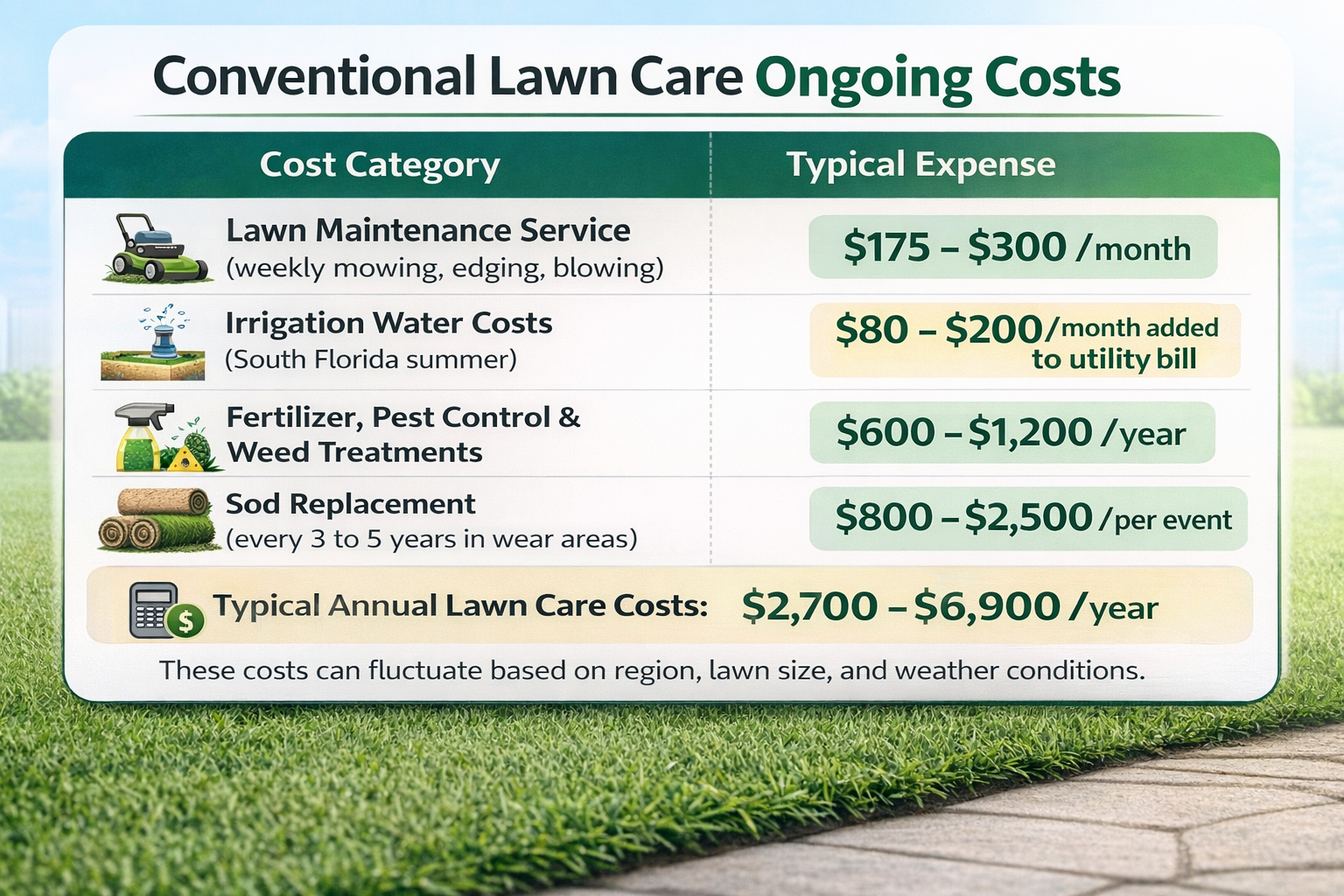 cost to maintain the natural grass per year