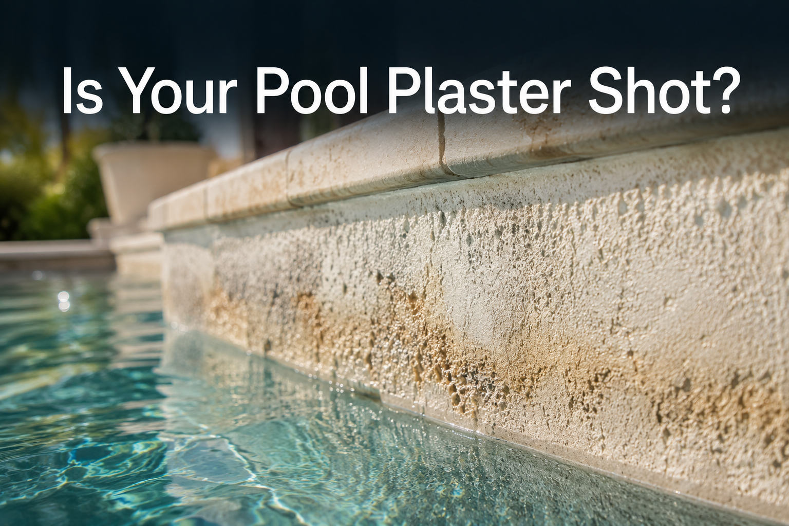 Close-up of aged pool plaster showing signs it needs resurfacing