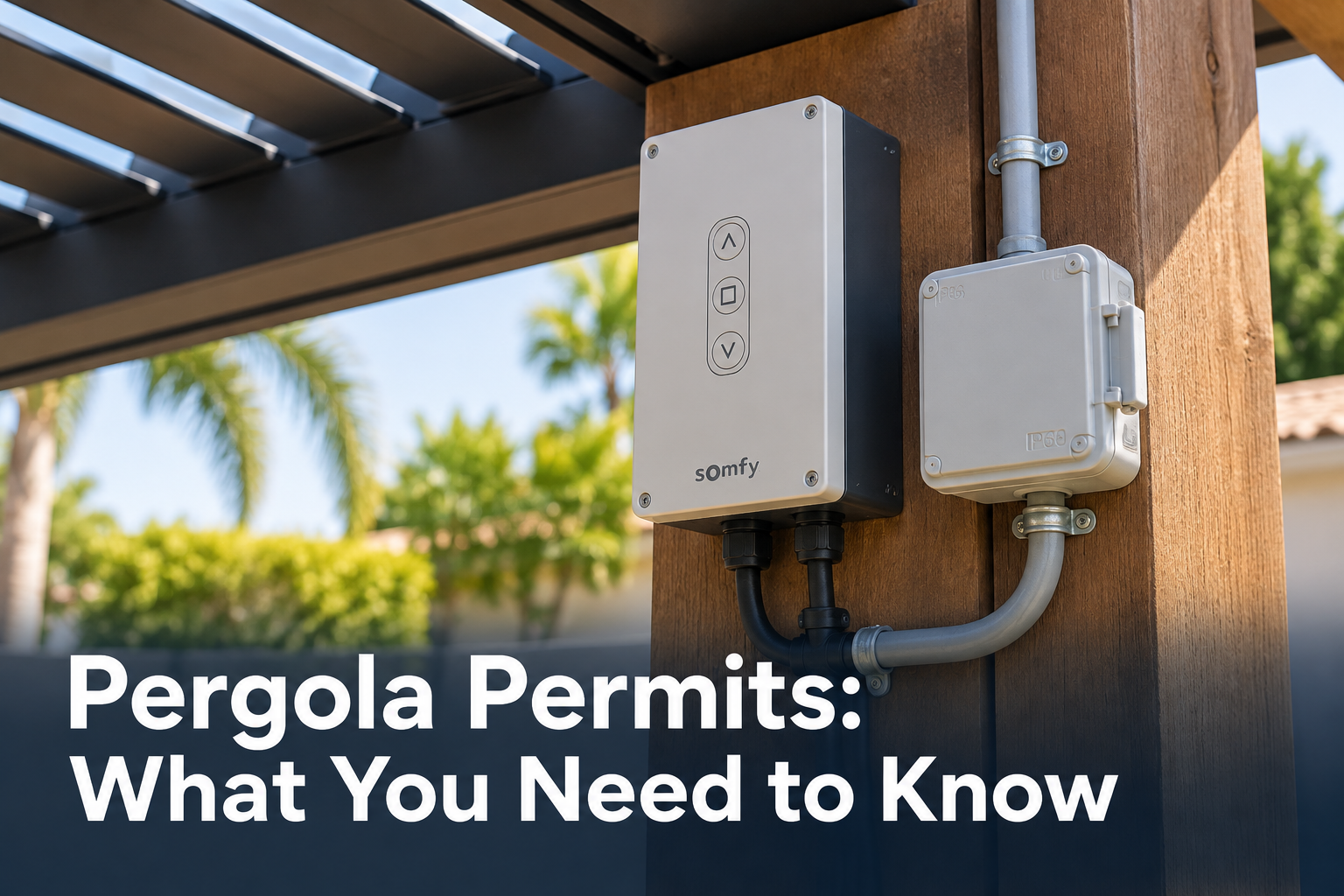 Motorized pergola control panel requiring an electrical permit in Broward County