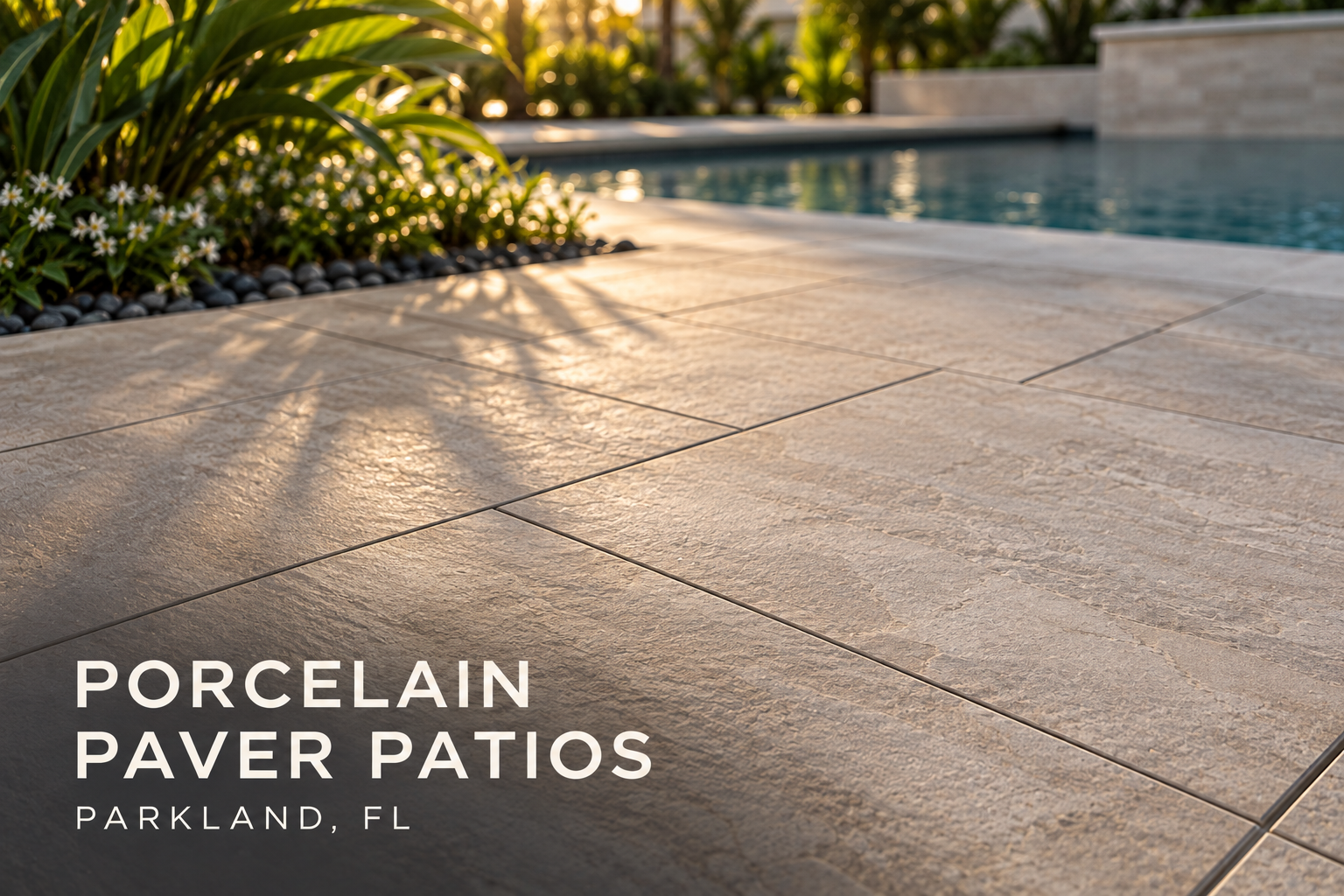 Premium porcelain paver patio installation in Parkland, Florida