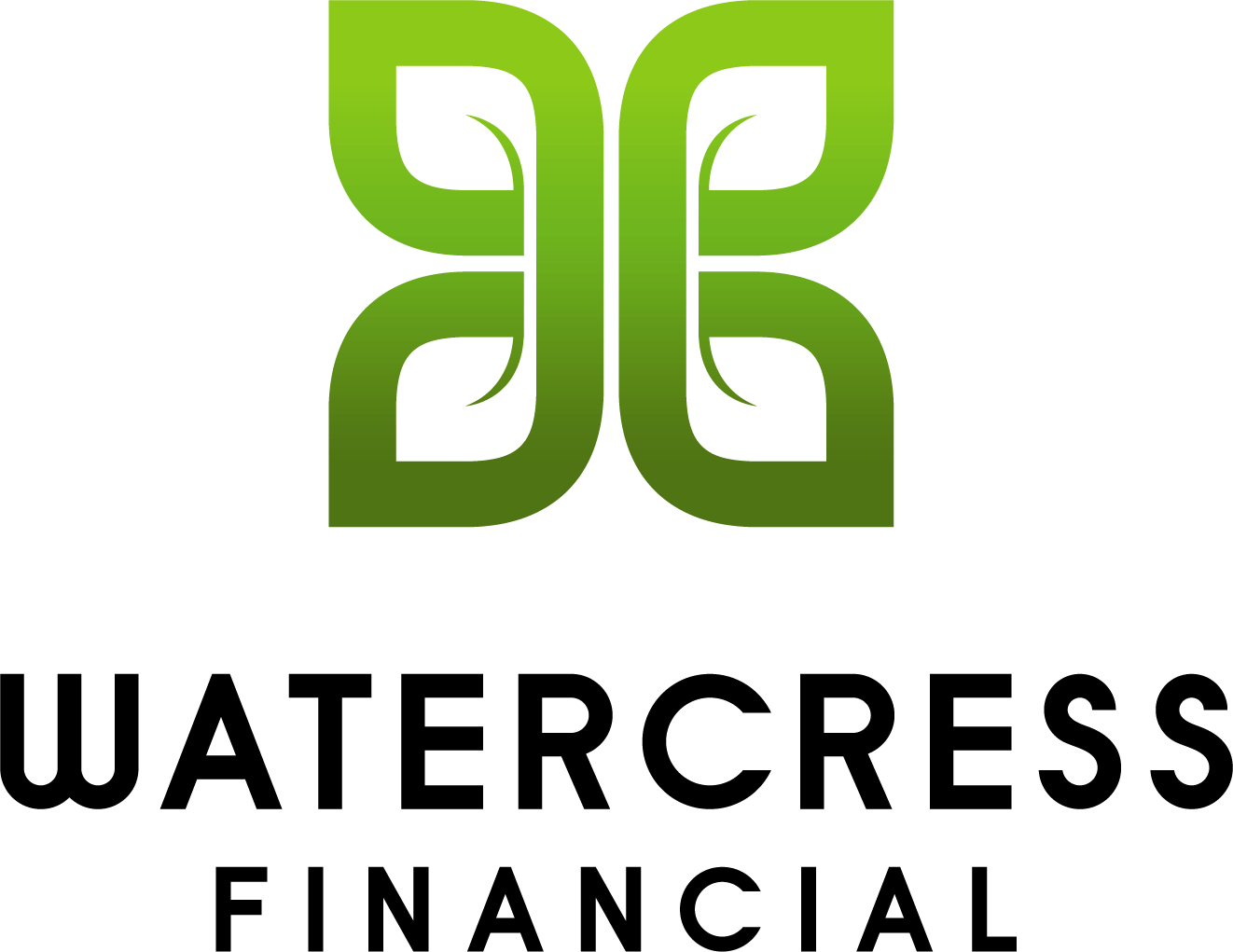 Green Watercress Financial logo with stylized leaf emblem and black text