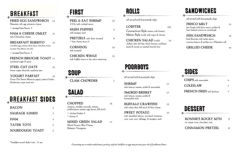 4 Hands Brewing Company's airport location Peacemaker Lobster & Crab Co. menu