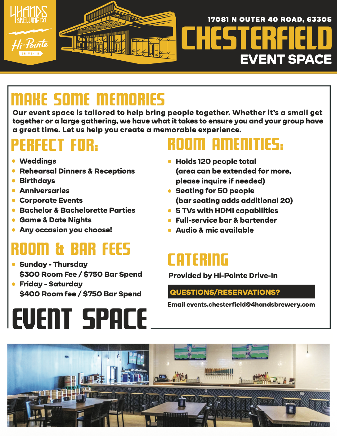 Information on booking a party at 4 Hands at The District