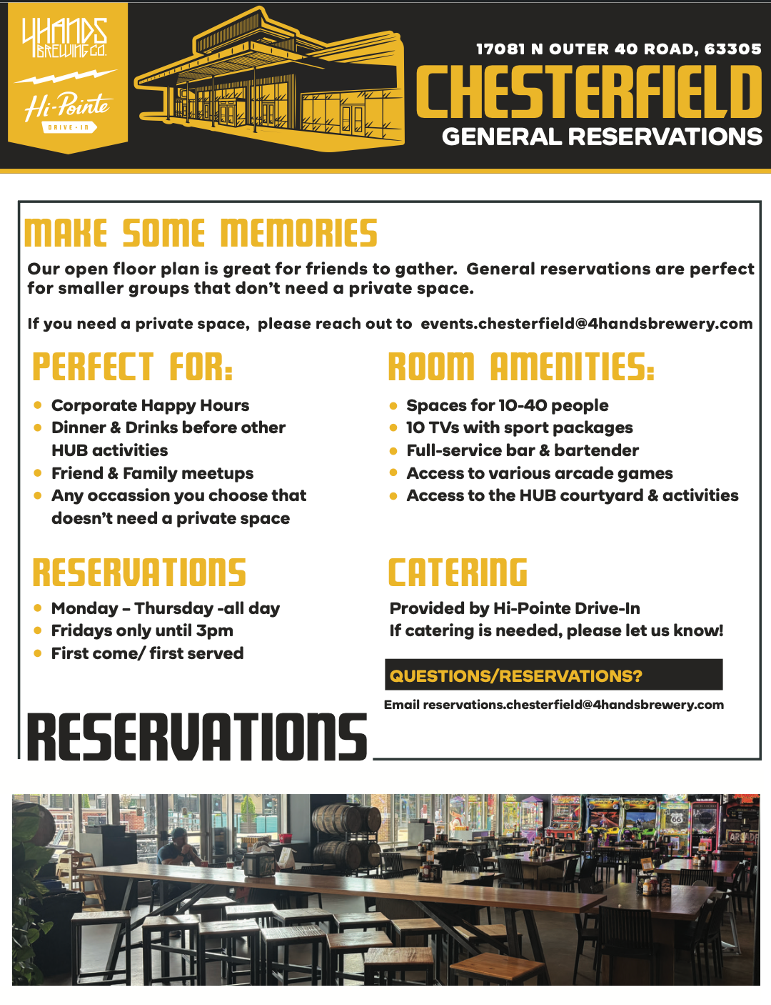 Information on booking a party at 4 Hands at The District