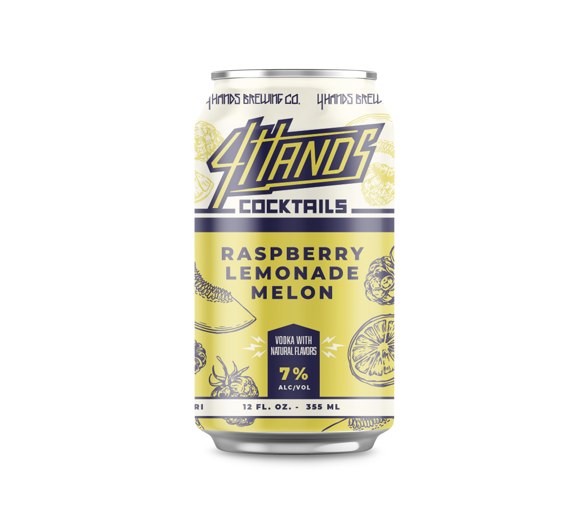 A can of 4 Hands Brewing Company Raspberry Lemonade Melon canned cocktail