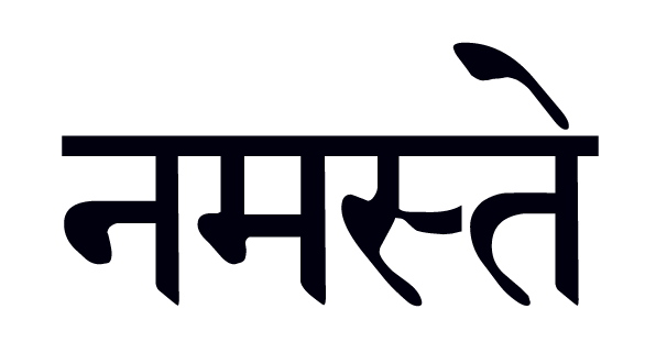 The word namaste is written in a foreign language on a white background.
