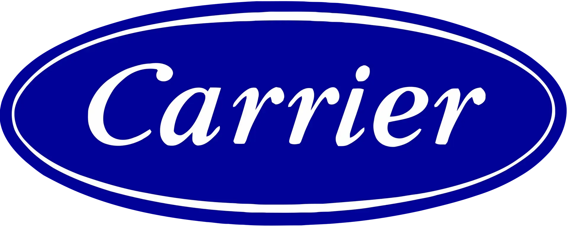 Carrier logo: white text on a blue oval with a white border.