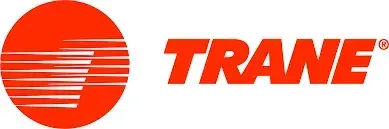 Trane logo: Orange circle with horizontal lines and the word