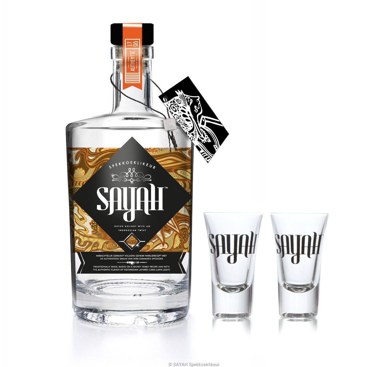 SAYAH Spekkoeklikeur met 2 glaasjes - 0,5L
