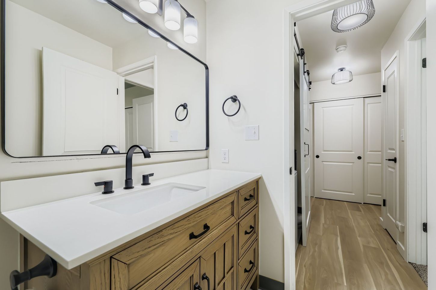 Photo of a large bathroom, with a wide sink