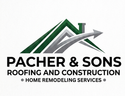 Pacher & Sons Roofing Construction logo with green roofer silhouette and Tyler, TX text