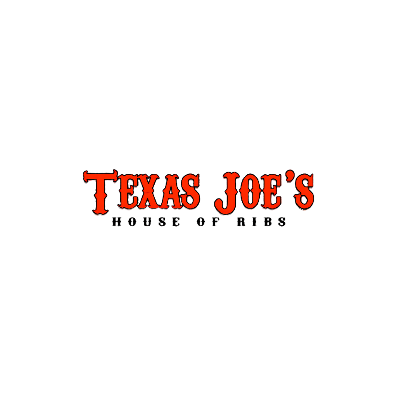 Texas Joe’s House of Ribs logo in red and black text on a white background