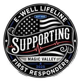 A logo for e-well lifeline supporting first responders