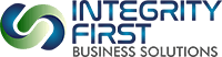 The integrity first business solutions logo is blue and green.