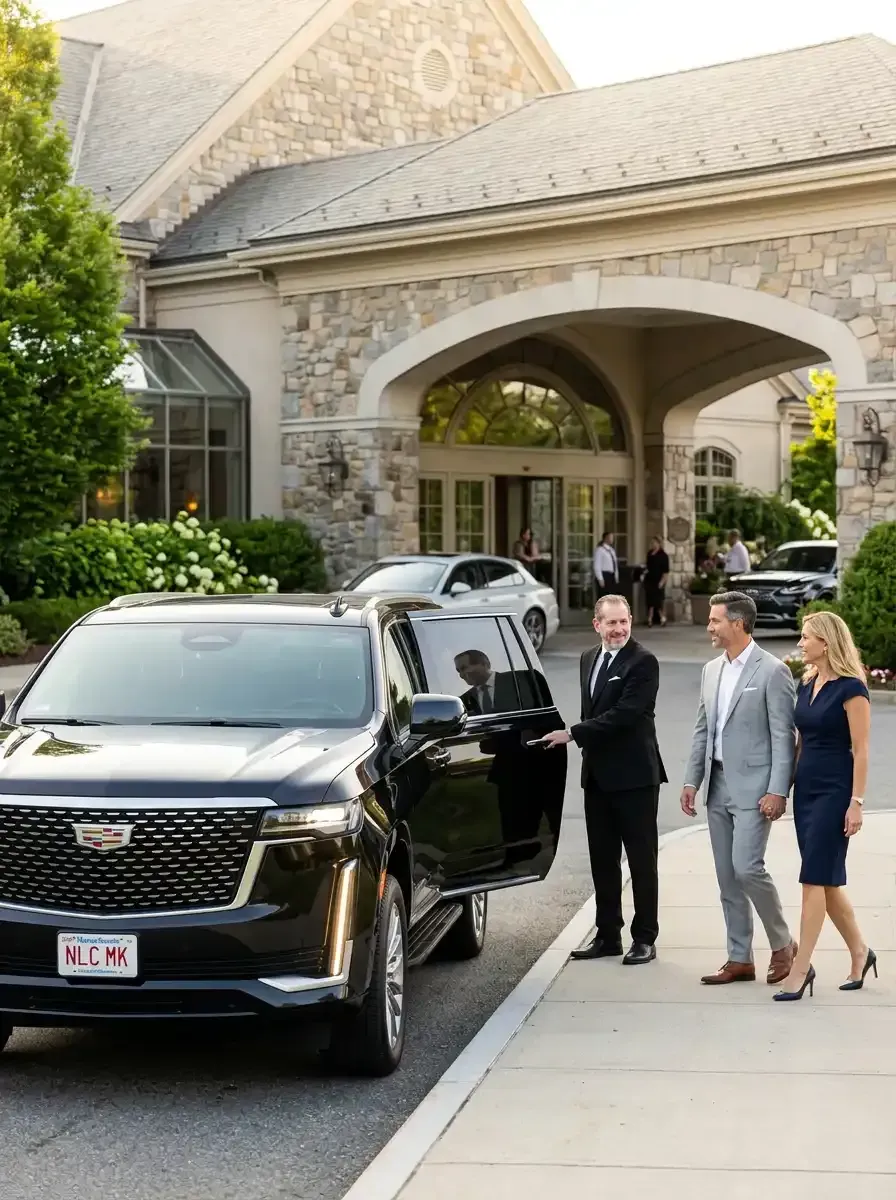 A man in a suit and tie is standing in front of two cars