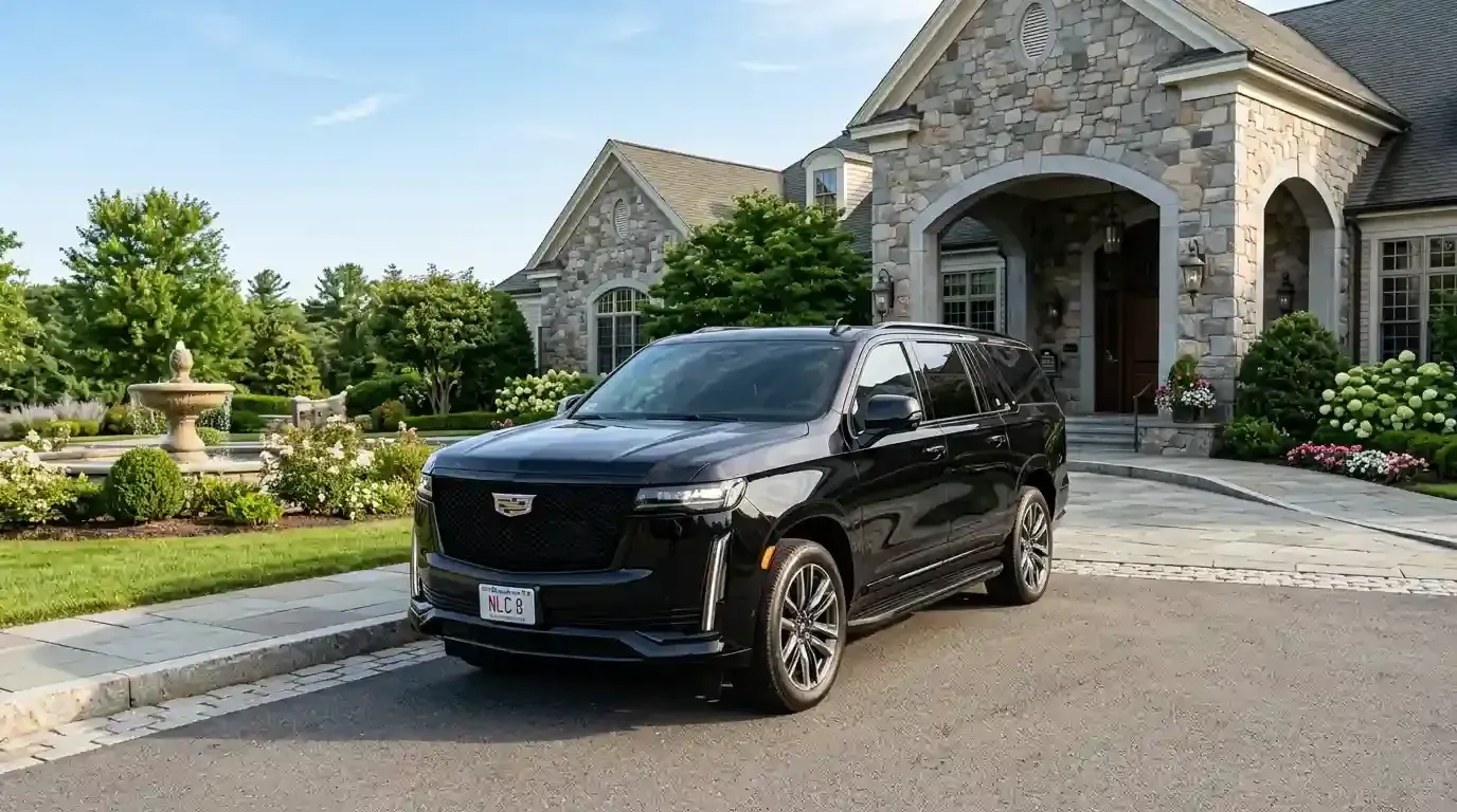 Cadillac Escalade executive SUV in Beverly for luxury chauffeur, black car, and executive transportation service.