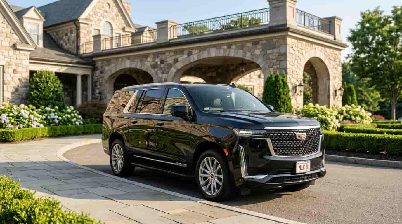 Cadillac Escalade executive SUV in Clifton for luxury chauffeur, black car, and executive transportation service.