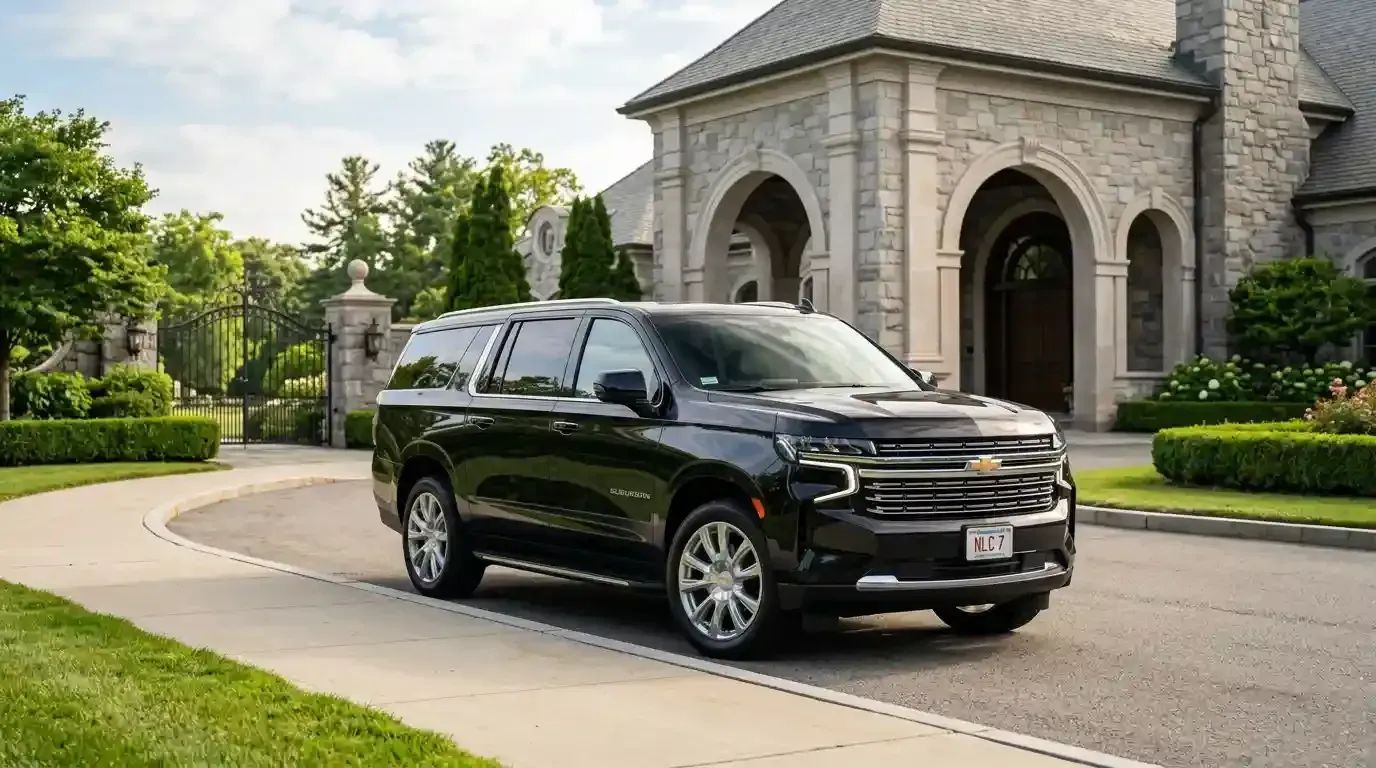 Chevrolet Suburban executive SUV parked in Canton for luxury chauffeur and black car service transportation.