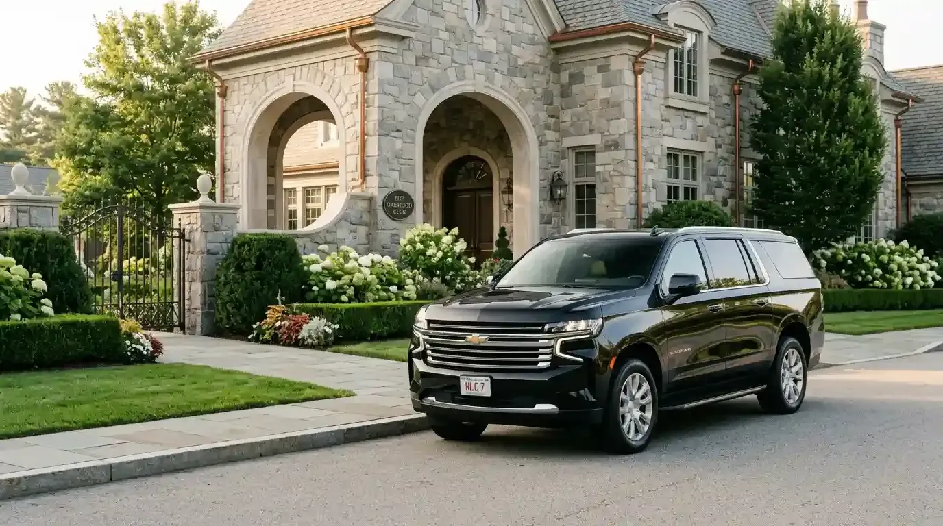Chevrolet Suburban executive SUV parked in Clifton for luxury chauffeur and black car service transportation.
