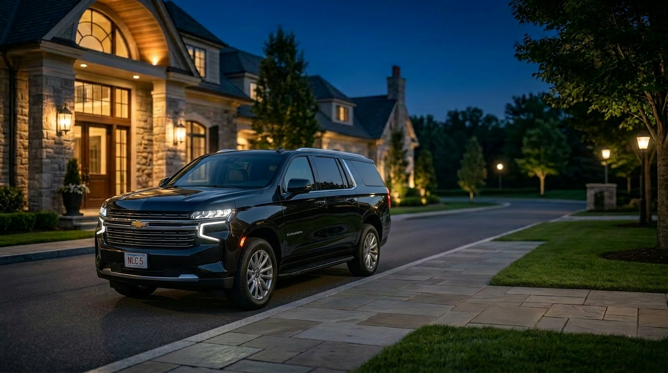 Chevrolet Suburban executive SUV parked in Lexington for luxury chauffeur and black car service transportation.